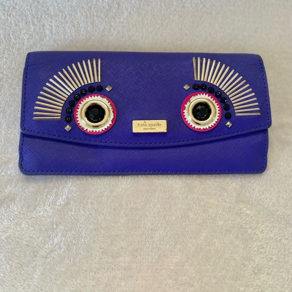 KATE SPADE "Monster" Face Liana in Vibrant Purple Long Wallet (RARE) - Picture 7 of 10